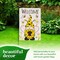 G128 Combo Pack: Garden Flag Stand Black 36 in x 16 in & Garden Flag Spring Decoration Welcome Bee Gnome with Sunflower 12"x18" Double-Sided Blockout Fabric